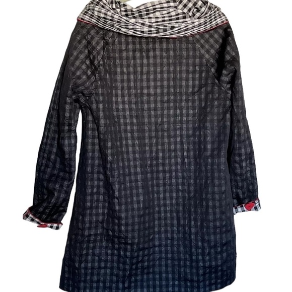 UBU "Pack Your Personality" Reversible Jacket Trench Black White Check Sz S Pack - Picture 6 of 9